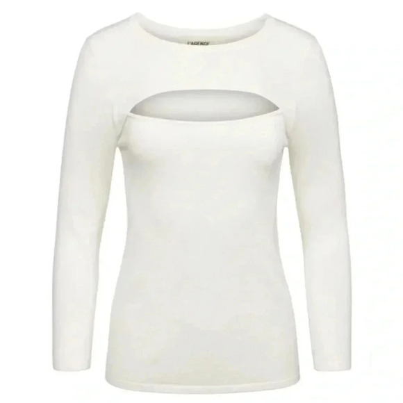 L'AGENCE Tops - NWT L'Agence Jocelyn Cutout Sweater in Ivory Size S Minimalist Quiet Luxury